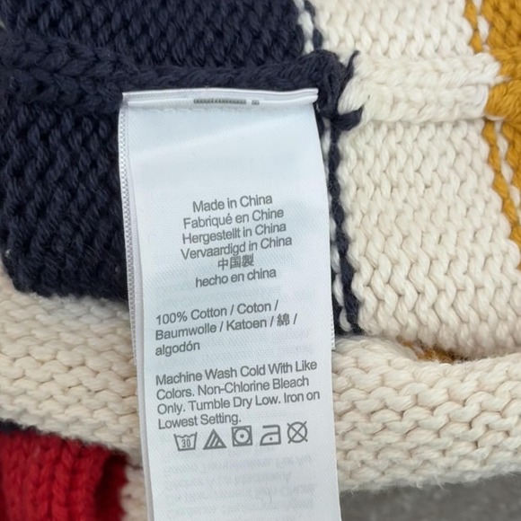 J Crew Heritage Cotton Roll Neck Sweater Mens L Stripe Pullover BM118 Chunky - Picture 4 of 9